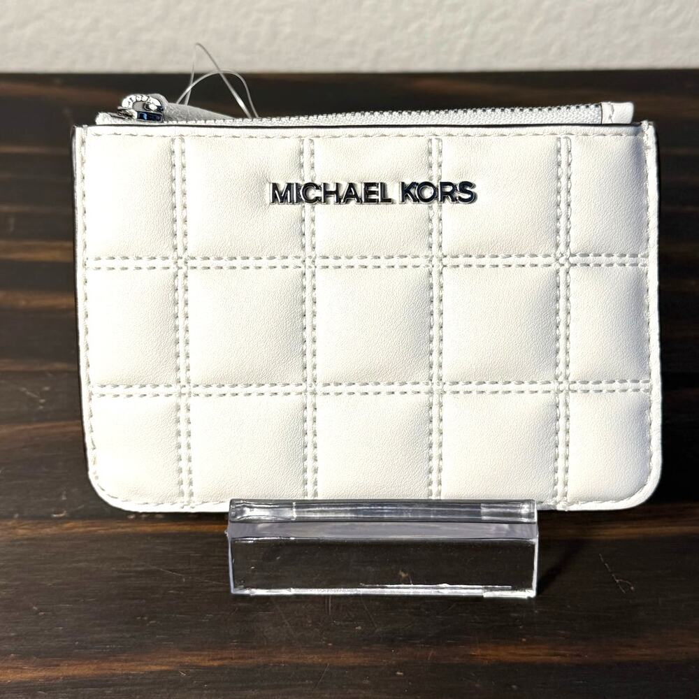 Michael Kors Jet Set Travel Optic White‎ Coin Pouch Keychain Wallet